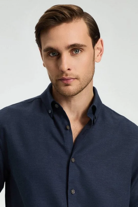 Hemington - Kaşmir Pamuk Karışım Lacivert Gömlek (5)