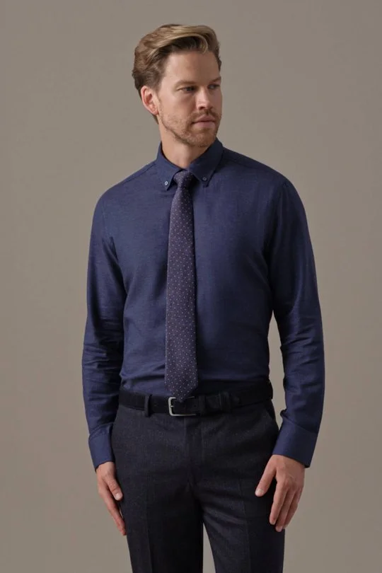 Hemington - Kaşmir Pamuk Twill Lacivert Gömlek (2)