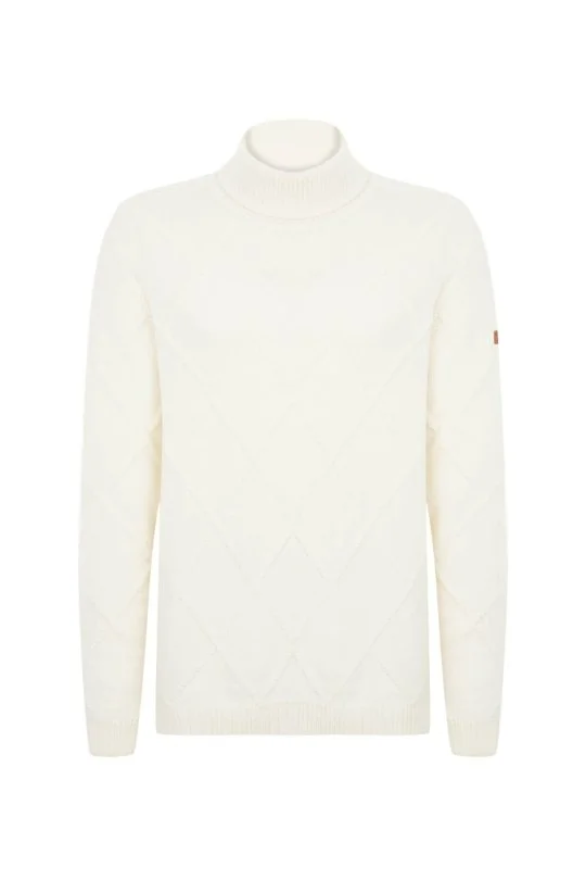 Hemington - Kaşmir Yün Karışım Argyle Desen Boğazlı Yaka Ekru Kazak (6)