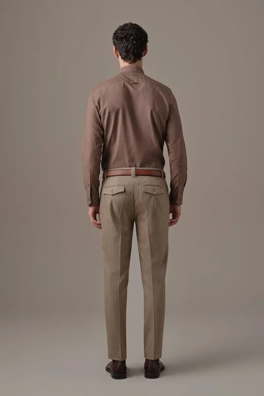 Hemington - Kaşmir Yün Karışım Camel Flanel Pantolon (5)