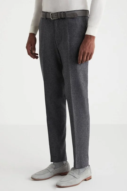 Hemington - Kaşmir Yün Gri Chino Flanel Pantolon (2)