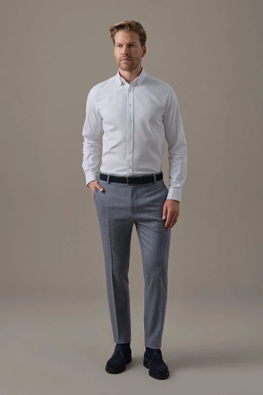 Hemington - Kaşmir Yün Karışım Gri Flanel Pantolon (2)