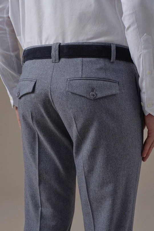 Hemington - Kaşmir Yün Karışım Gri Flanel Pantolon (5)