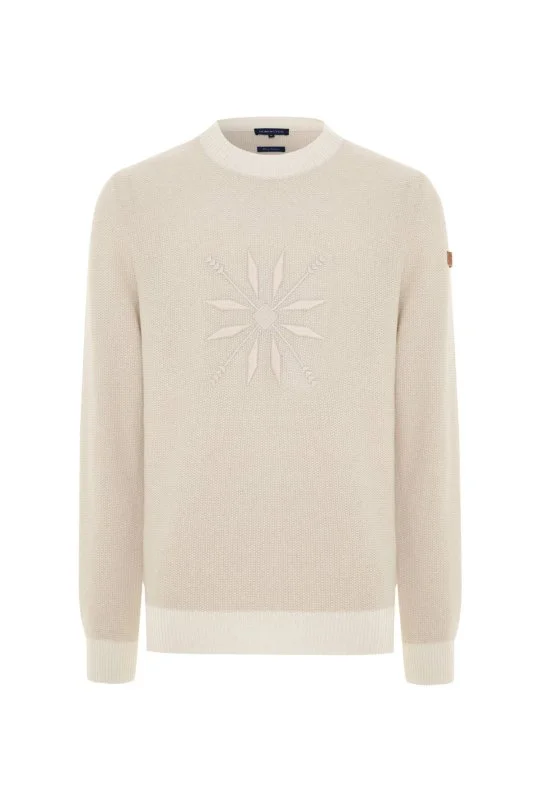 Hemington - Kaşmir Yün Karışım Kar Desenli Bisiklet Yaka Ekru Kazak (6)