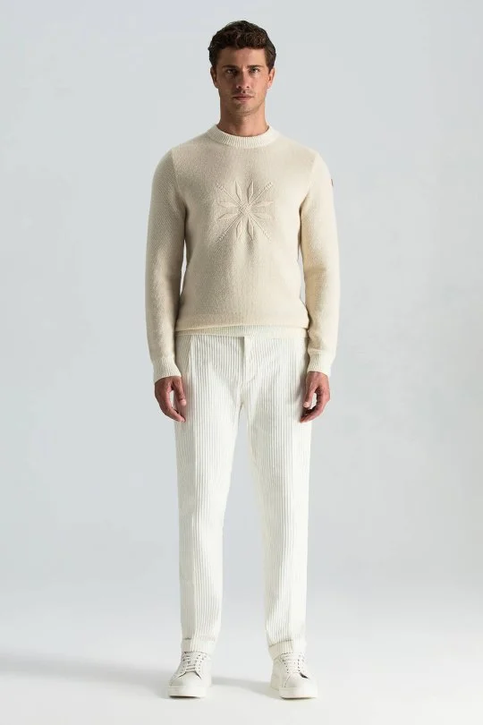 Hemington - Kaşmir Yün Karışım Kar Desenli Bisiklet Yaka Ekru Kazak (3)