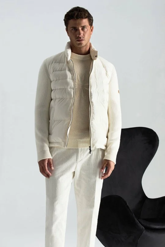 Hemington - Kaşmir Yün Karışım Kar Desenli Bisiklet Yaka Ekru Kazak (2)