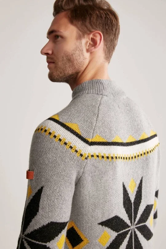 Hemington - Kaşmir Yün Karışım Lupetto Yaka Kar Desen Gri Kazak (2)