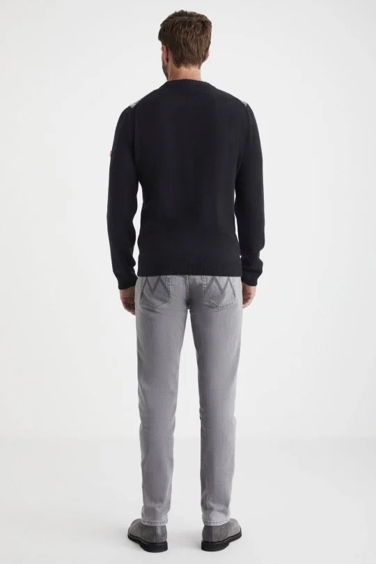 Hemington - Kaşmir Yün Karışım Tartan Desen Siyah Mor Kazak (3)