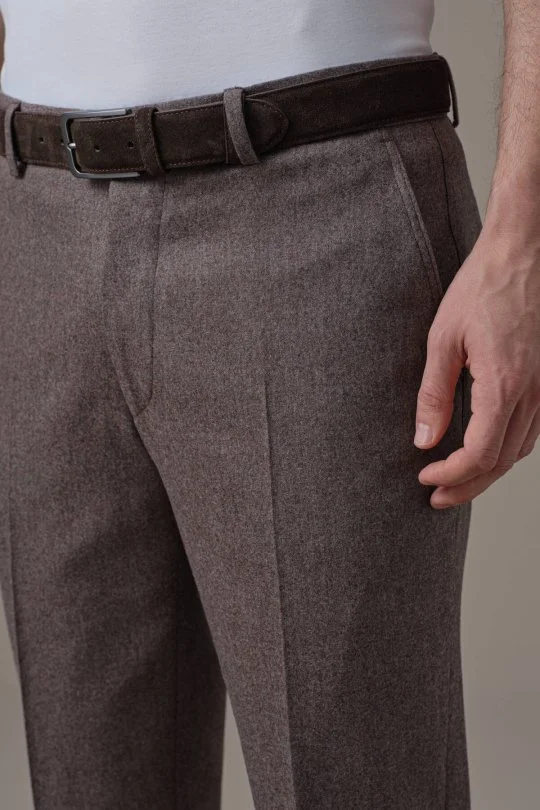 Hemington - Kaşmir Yün Karışım Vizon Rengi Flanel Pantolon (3)