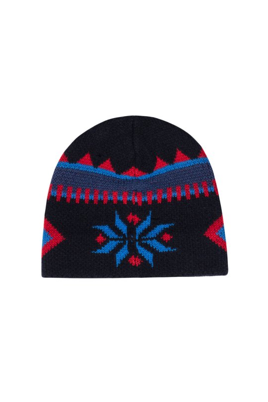 Kaşmir Yün Karışım Kar Desen Lacivert Çocuk Bere