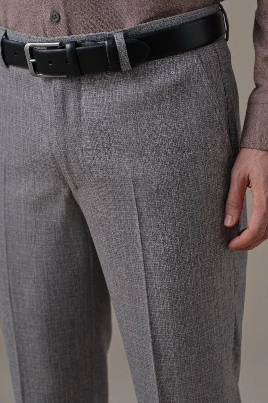 Hemington - Kaşmir Yün Kırçıl Desen Gri Flanel Pantolon (2)