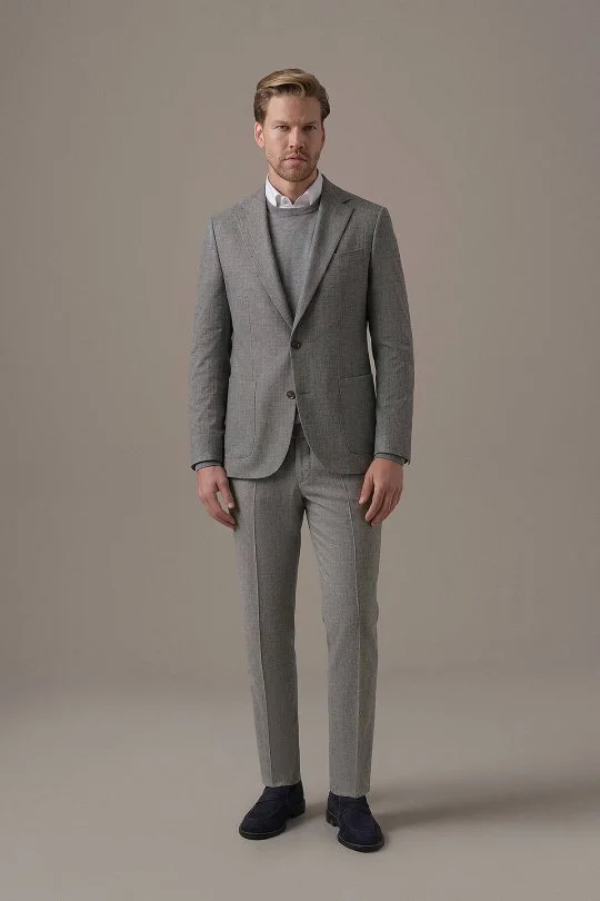 Hemington - Kaşmir Yün Kırçıl Desen Koyu Gri Blazer Ceket (2)