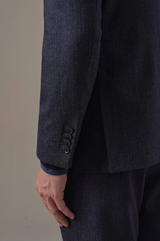Hemington - Kaşmir Yün Kırçıl Desen Koyu Lacivert Blazer Ceket (4)