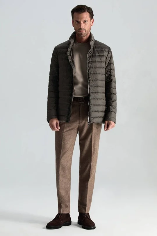 Hemington - Kaz Tüyü Dolgulu Kahverengi İnce Spor Mont