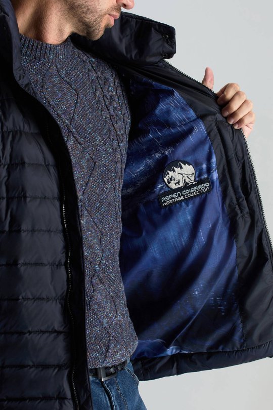 Kaz Tüyü Dolgulu Lacivert İnce Spor Mont