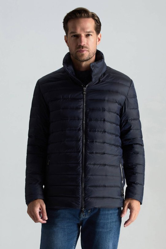 Kaz Tüyü Dolgulu Lacivert İnce Spor Mont