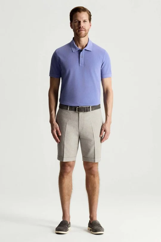 Hemington - Keten Pamuk Karışım Açık Gri Chino Şort (2)