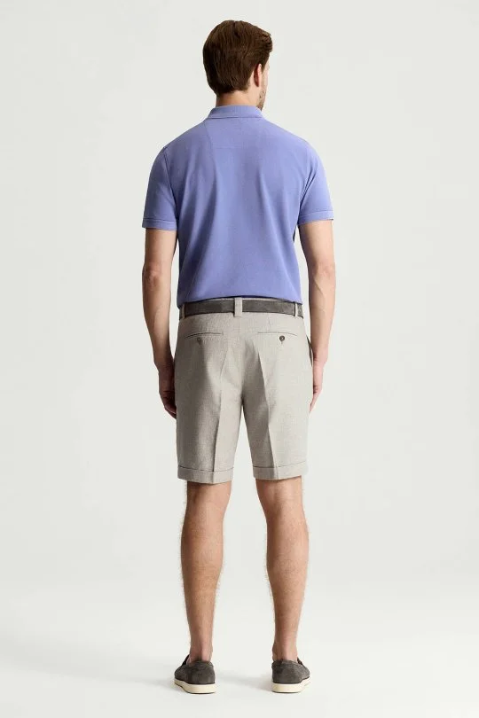 Hemington - Keten Pamuk Karışım Açık Gri Chino Şort (4)