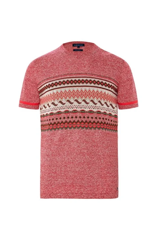 Hemington - Keten Pamuk Karışım Etnik Desen Bordo Triko T-Shirt (7)