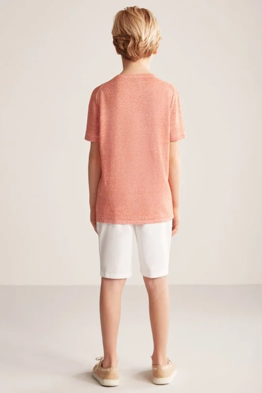 Hemington - Keten Pamuk Karışım Etnik Desen Turuncu Çocuk Triko T-Shirt (3)