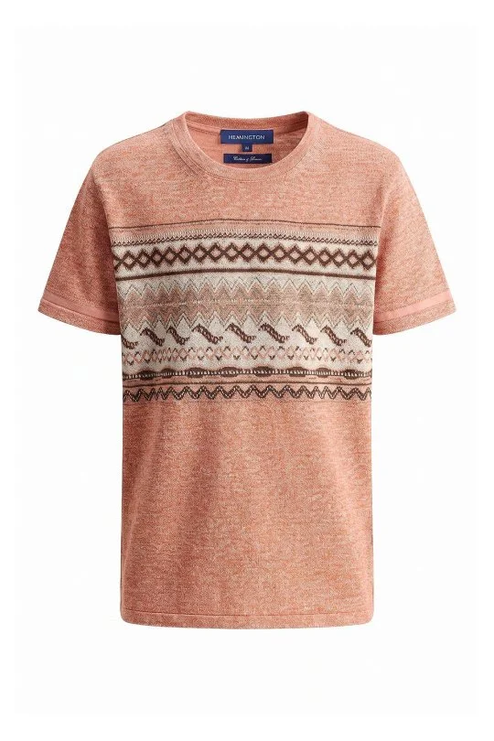 Hemington - Keten Pamuk Karışım Etnik Desen Turuncu Çocuk Triko T-Shirt (6)