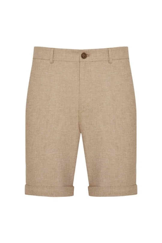 Hemington - Keten Pamuk Karışım Krem Chino Şort (6)