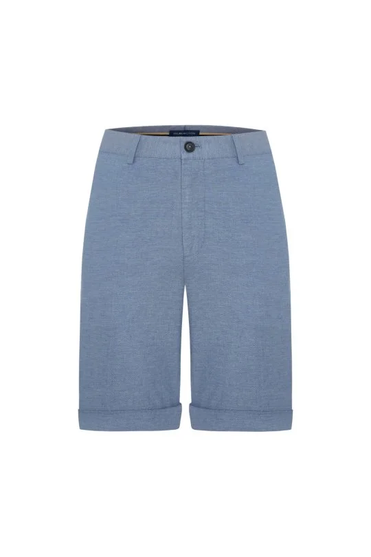 Hemington - Keten Pamuk Karışım Mavi Chino Şort (5)