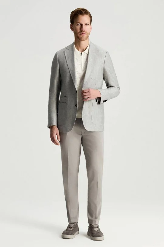 Hemington - Keten Yün Karışım Açık Gri Yazlık Blazer Ceket (3)