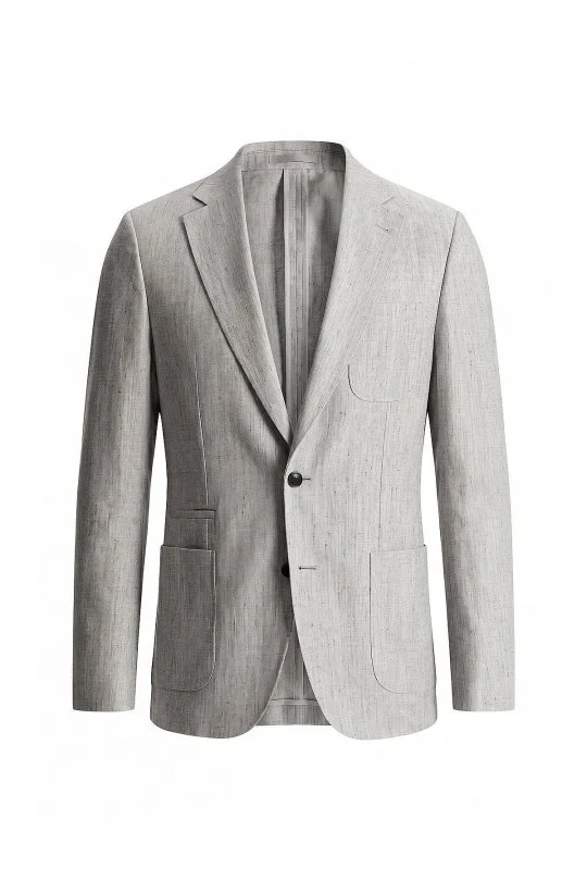 Hemington - Keten Yün Karışım Açık Gri Yazlık Blazer Ceket (6)