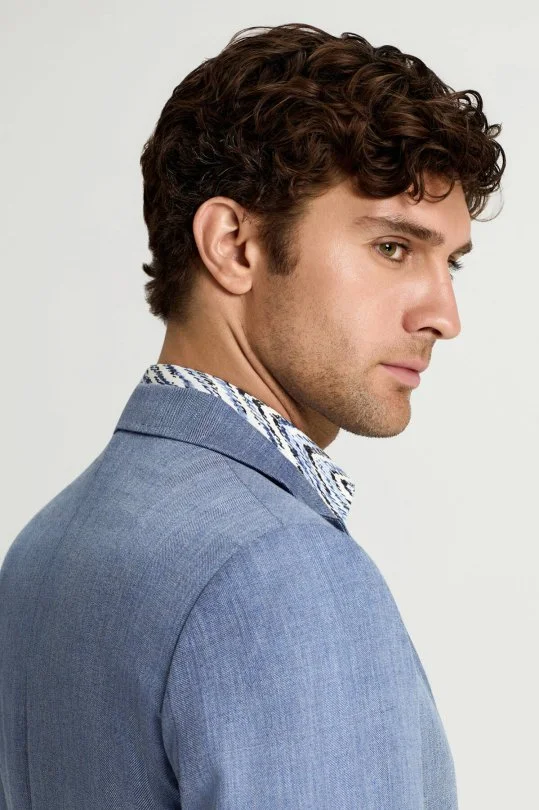 Hemington - Keten Yün Karışım Açık Mavi Yazlık Blazer Ceket (4)