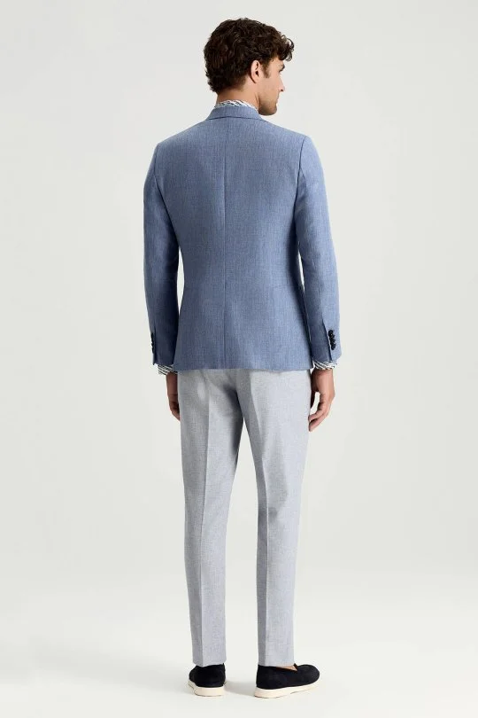 Hemington - Keten Yün Karışım Açık Mavi Yazlık Blazer Ceket (5)