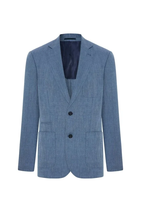 Hemington - Keten Yün Karışım Açık Mavi Yazlık Blazer Ceket (6)