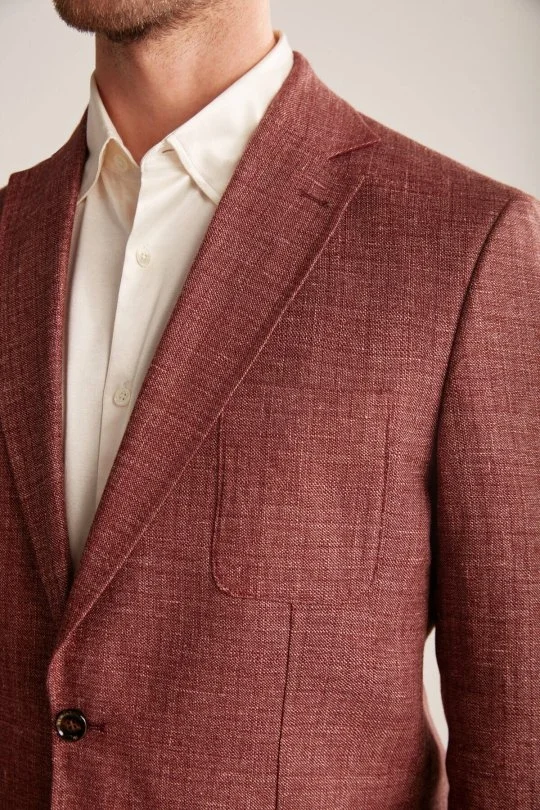 Hemington - Keten-Yün Karışım Bordo Yazlık Blazer Ceket (8)