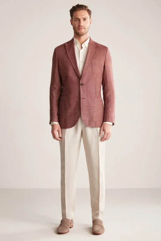 Hemington - Keten-Yün Karışım Bordo Yazlık Blazer Ceket (2)