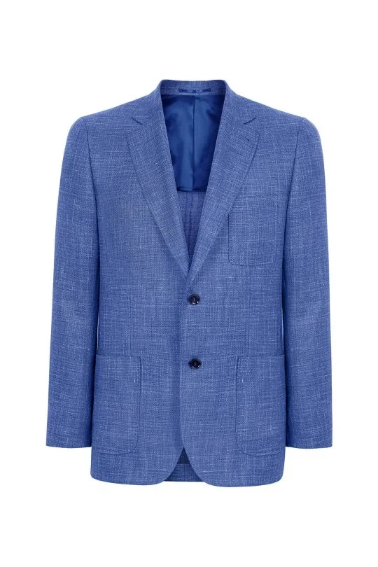 Hemington - Keten Yün Karışım Koyu Mavi Yazlık Blazer Ceket (7)