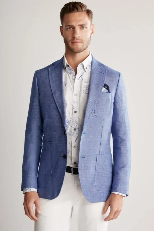 Hemington - Keten Yün Karışım Koyu Mavi Yazlık Blazer Ceket (3)