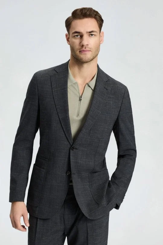 Hemington - Keten-Yün Karışım Siyah Yazlık Blazer Ceket (2)