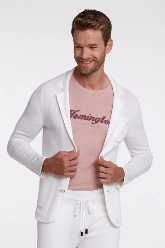 Hemington - Kırık Beyaz Saf Pamuk Triko Ceket