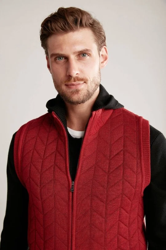 Hemington - Kırmızı Activewear Merino Yün Triko Yelek (3)