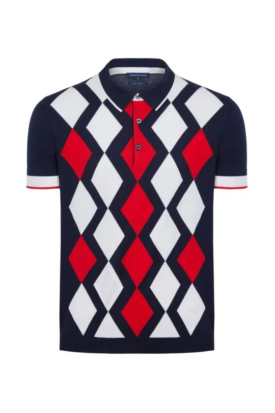 Hemington - Lacivert Kırmızı Argyle Desen Triko Polo (6)