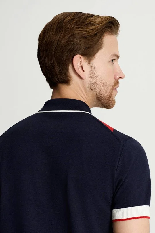 Hemington - Lacivert Kırmızı Argyle Desen Triko Polo (5)