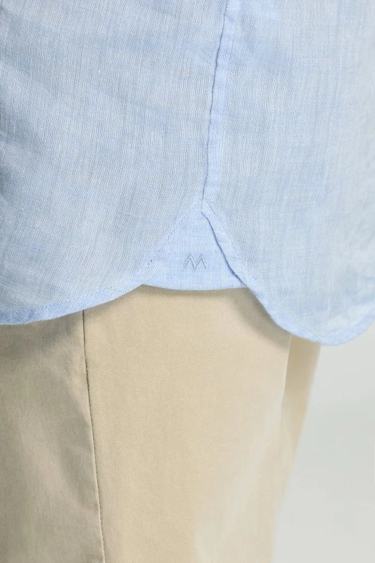 Hemington - Kısa Kollu Saf Keten Gök Mavisi Çocuk Gömlek (5)