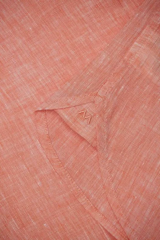 Hemington - Kısa Kollu Turuncu Saf Keten Çocuk Gömlek (3)