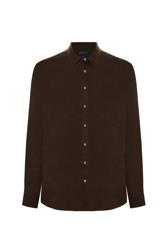 Hemington - Koyu Kahve Saf Keten Spor Gömlek (6)