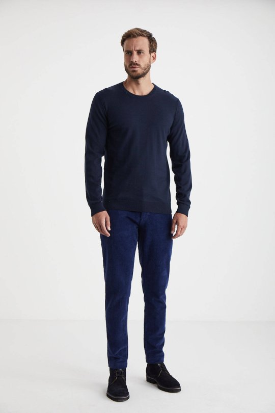 Koyu Mavi 5 Cep Kadife Pantolon