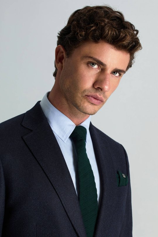 Çizgi Desenli Koyu Yeşil Örgü Mendil