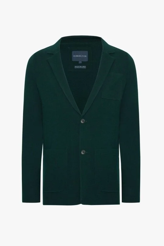 Hemington - Extrafine Merino Koyu Yeşil Triko Blazer Ceket (8)