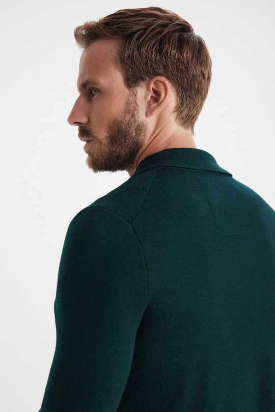 Extrafine Merino Koyu Yeşil Triko Blazer Ceket