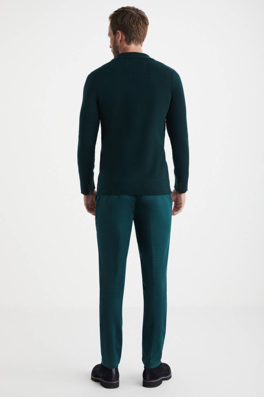 Extrafine Merino Koyu Yeşil Triko Blazer Ceket