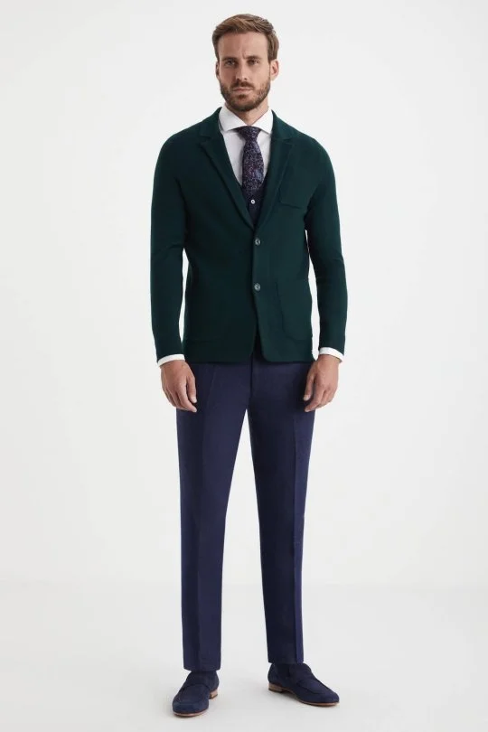 Hemington - Extrafine Merino Koyu Yeşil Triko Blazer Ceket (5)